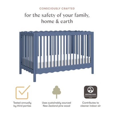 Cove Blue Pine Wood 4-in-1 Convertible Crib with Toddler Bed Kit