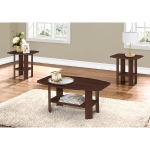 Laminate 3-Piece Coffee and End Table Set with Ample Surface and Lower Shelves for Living Room or Family Room - 1 of 4