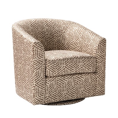 Liria Wooden Upholstered Barrel Chair for Livingroom with Metal Swivel Base | ARTFUL LIVING DESIGN