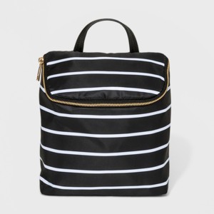 Convertible Striped Nylon Mini Backpack - A New Day Black/White, Women