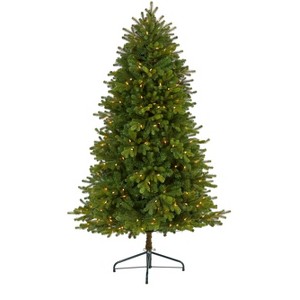 Nearly Natural 5.5-ft Washington Fir Artificial Christmas Tree with 300 Clear Lights and 672 Bendable Branches - 1 of 4