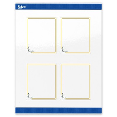 Avery 4" x 3-1/3" Labels, Gold Double Border with Florals, 40 ct