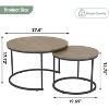 Zevemomo Nesting Coffee Table Set of 2,27.6"Brown Wood Coffee Table with Marble Pattern Top and Sturdy Metal Frame,for Living Room, Bedroom,Patio,Yard - 4 of 4