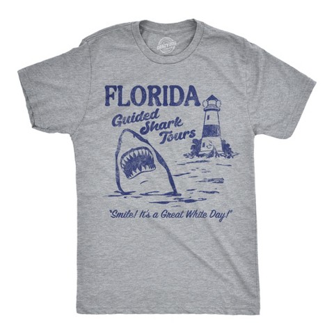 Мужские футболки Crazy Dog T-Shirts, Inc. Mens Funny T Shirts Florida Guided Shark Tours Sarcastic Graphic Novelty Tee for Men - Crazy Dog Men's T Shirt For Summer Light Grey M
