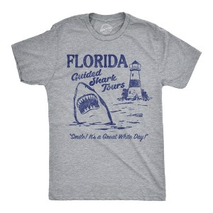 Mens Funny T Shirts Florida Guided Shark Tours Sarcastic Graphic Novelty Tee For Men - Crazy Dog Men's T Shirt - 1 of 4
