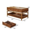 Sapphtopaz Modern Coffee Table with 2 Drawers & Open Shelf Wood Center Table with Gold Metal Frame & Handle Coffee Bar for Living Room, Bedroom - 4 of 4