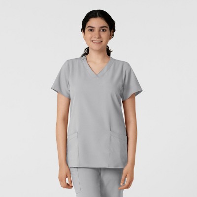 Wink Women's Basic V-neck Scrub Top, Grey, 3x : Target