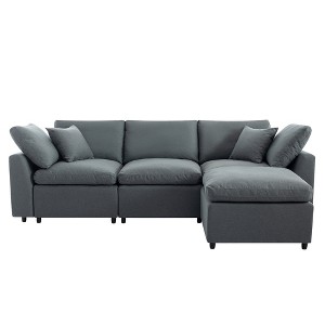 CLIHOME Down Filled Upholstery Convertible Sectional Sofa, L Shaped Couch with Reversible Chaise - 1 of 4