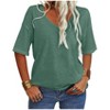 Imily Bela Women's Casual V Neck Half Sleeve Oversized T Shirt Solid Color Basic Top - 2 of 4