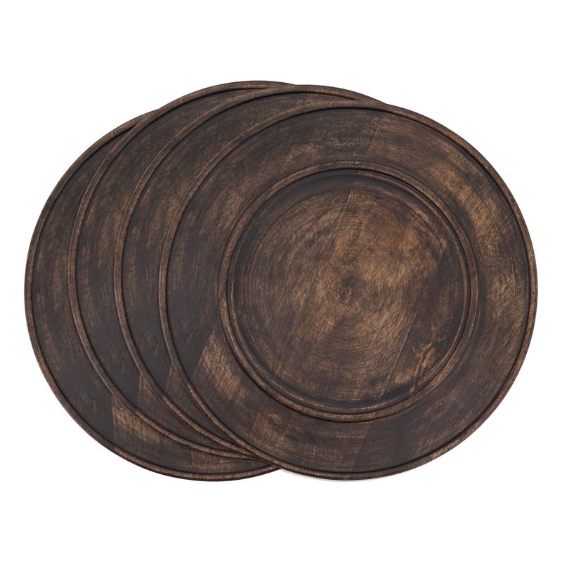 Saro Lifestyle Wooden Charger, 13" Ø Round, Brown (Set of 4), 3 of 5