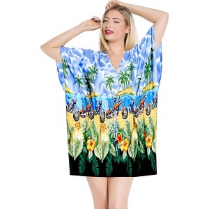 HAPPY BAY Women's Beachwear Summer Swim Beach Dress Swimwear Women Halloween Bikini Bathing Suit Swimsuit Coverups for Women 3X-4X Blue Floral - 1 of 4