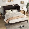 Queen Size Pine Wood Murphy Bed with Rattan Panel and Built-In Charging Ports,Cabinet Bed for Small Spaces-The Pop Home - 3 of 4