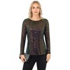 Anna-Kaci Women's Long Sleeve Sequin Top with Crew Neck and Fitted Silhouette - 3 of 4