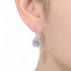 Guili Sterling Silver Rhodium Plated Clear Pear and Round Cubic Zirconia Halo Linear Drop Earrings, a Radiant and Elegant Flowing Silhouette - 2 of 3