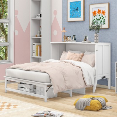Queen Size Murphy Bed with Built-In Charging Station and Shelf