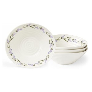 Portmeirion Sophie Conran Lavandula 7.5-inch Porcelain Cereal Bowls, Set Of 4, Lavender Sprig Border Design, Microwave And Dishwasher Safe - 1 of 4