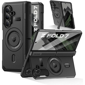 Dexnor Magnetic for Samsung Galaxy Z Fold 7 Case with Dual Kickstands & Front Screen Protector & Hinge Protection, Black - 1 of 3