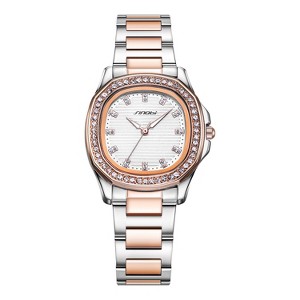 HONGGE Women's Rose Gold Stainless Steel Watch – Square Dial Analog Quartz Watch with Crystal Markers, Luminous Hands & 3ATM Waterproof - 1 of 3