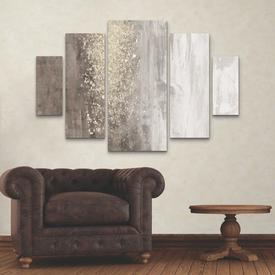 Gold and Beige Abstract Mixed Media Canvas Art Set