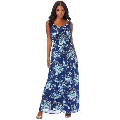 Roaman's Women's Plus Size Romantic Ruffle Dress - 18 W, Blue : Target