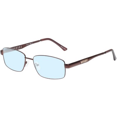 Enhance BIG&TALL EN3858 Men Blue Light Block Designer Eyeglasses Brown Gold 59mm +0.25 Custom Lens Non-Refundable