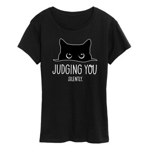 Women's - Instant Message - Judging Silently White Ink Short Sleeve Graphic T-Shirt - 1 of 4