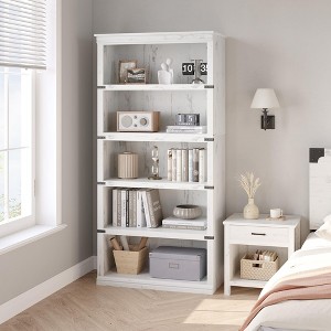 3-5 Tier Bookcase, Farmhouse Book Shelf with Storage Open Display Bookshelves,  Low Book Case Wooden 3-5 Shelf Bookcase Home Decor Furniture - 1 of 4