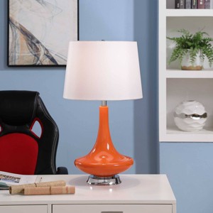 Retro Orange Glass Table Lamp with Steel Base - StyleCraft: Prada White Shade, No Assembly Required - 1 of 4