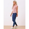 INSPIRE CHIC Women's Summer Plaid Short Sleeves Button Down Shirt - 3 of 4