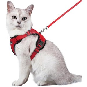 rabbitgoo Cat Harness and Leash for Walking, Escape Proof Soft Adjustable , Easy Control Breathable Reflective Strips Jacket, Red, M - 1 of 1