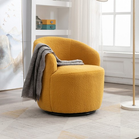 Teddy 360° Swivel Accent Armchair, Barrel Chair With Black Powder ...