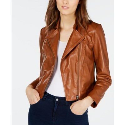 Michael Kors Womens Leather Motorcycle Jacket