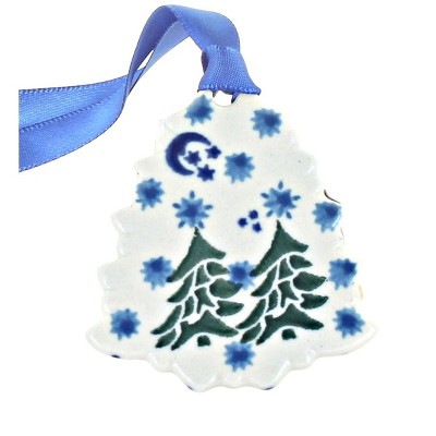 Blue Rose Polish Pottery Evergreen Magic Tree Ornament