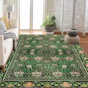 Acekool Area Rugs: Washable Non-Slip Boho Floral Carpet, Soft Low Pile Foldable Stain Resistant Rugs for Living Room, Bedroom, Home, Dining Room - 1 of 4