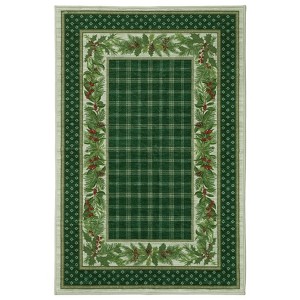 COZONY Bordered Plaid Christmas Rug, Washable Low Pile Non Slip Holiday Carpet for Living Room Bedroom Dining Room - 1 of 4
