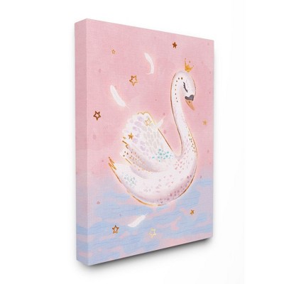 Stupell Industries Princess Swan Lake Girl's Nursery Animal Illustration Gallery Wrapped Canvas Wall Art, 24 x 30