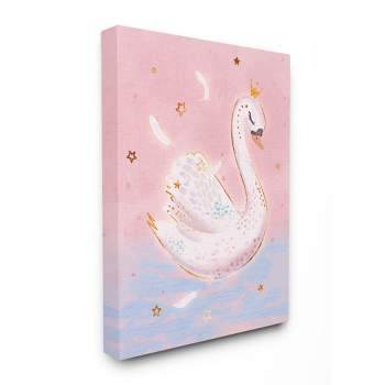 Stupell Industries Princess Swan Lake Girl's Nursery Animal Illustration Gallery Wrapped Canvas Wall Art, 30 x 40