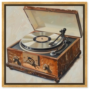 Notoriart Vintage Record Player Bar Cart Art For Men Framed - 1 of 4