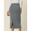 INSPIRE CHIC Women's Elastic High Waist Slit Hem Stretchy Ribbed Knit Bodycon Midi Skirts - 4 of 4
