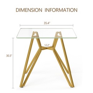 Gulches 35.4¡± Square Tempered Glass Dining Table - Gold Metal Legs, 180 lbs Capacity, Space-Saving Design for Small Dining Room/Living Room - 1 of 4