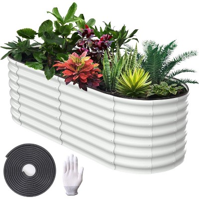 Galvanized Raised Beds for Outdoor with Open Base, Tool-Free Assembly Planter Raised Boxes for Outdoor Vegetables & Flowers
