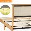 Rattan Full Size Bed Frame, Natural Rattan Headboard, with LED Lights, Under Bed Storage and Wooden Legs Support, Noise-Free, No Box Spring Needed - 3 of 4
