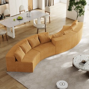 KWPZQEB Curved Sectional Sofa, Symmetrical Modular Semi Circular Sofa with Pillows, Corduroy Corner Sofa for Living Room, No Assembly Needed - 1 of 4
