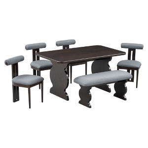 NicBex 6-Piece Dining Table Set with 4 Upholstered Dining Chairs and Bench,Modern 60 Inch Rectangle Kitchen Table Set for 4-6 Person - 1 of 4