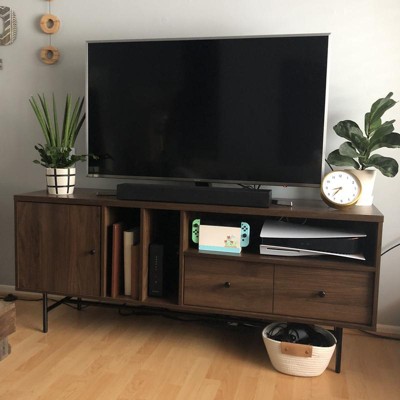 Mid-Century Modern Media Cabinet with Vinyl Record Storage & Isolation  Turntable Platform. — TACTILE