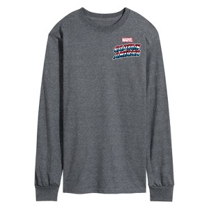 Men's - Marvel - Captain America Retro Distressed Flag Long Sleeve Graphic T-Shirt - 1 of 4