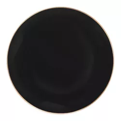 Smarty Had A Party 10.25" Black with Gold Rim Organic Round Disposable Plastic Dinner Plates (120 Plates)