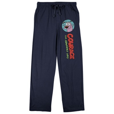 Courage The Cowardly Dog Main Character & Logo Men's Quick Turn Navy Sleep Pajama Pants
