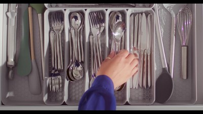 Clear Plastic 5-Divider Silverware Tray with Hexagon Base