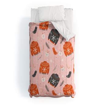 BlueLela Christmas sweater pattern pink Comforter + Pillow Sham(s) - Deny Designs